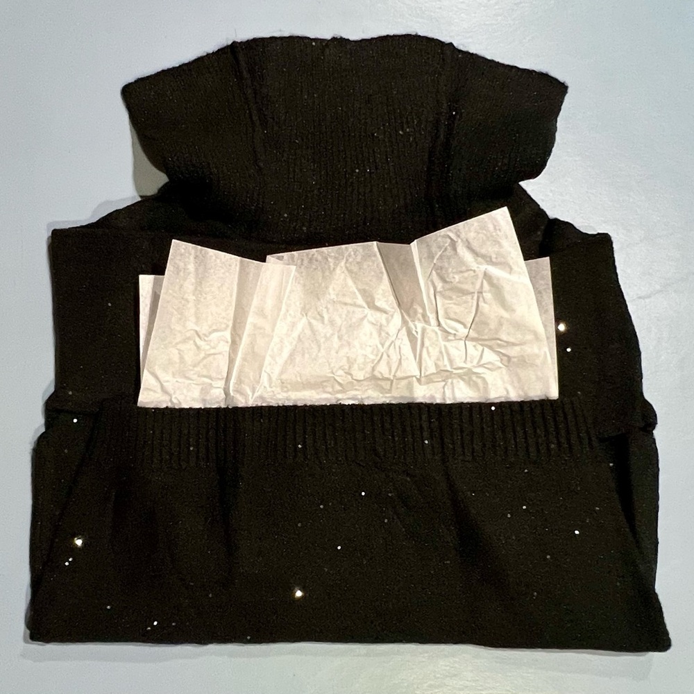 Chico's Women’s Black Sparkle Sweater with Ribbed Cowl Neck (Never Worn)